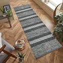 Hand Woven 100% Natural Cotton Export Quality Designer Rug,Carpet, Bed Side Runner for Bedroom,Living Room, Size-2x5 feet or 60 cms x 152 cms(Grey New)