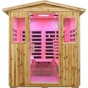 LTCCDSS Full Spectrum Outdoor Sauna 4 Person, Far Infrared Sauna, Low EMF Sauna Room for Home, Low EMF Heaters | Chromotherapys | Bluetooth Speakers | Soft Fir | 73.09 * 48.66 * 83.5 Inch