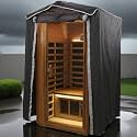 LTCCDSS Outdoor Sauna Protective Cover for 1-Person, 3-Layer Oxford Cloth, Hook &amp; Loop Roll-Up Door, Temp Retention &amp; Dustproof, Only Fits 45.7 * 39.4 * 79.5 in &amp; Smaller Outdoor Hillside Roof Saunas