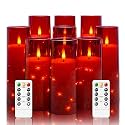 Acrylic Star String Light LED Candles | Flameless Flickering Wick | 2 AA Battery Powered with Remote Controller | Home Decor &amp; Festive Vibe | Set of 9 | Height 5'',6'',7'' x Diameter 3'' | 