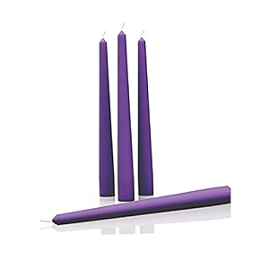 purple taper candle pack of 6 - medium long burning mystical occult party indoor solid round dinner household decorative
