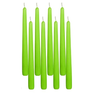candle pack of 6 - light green - medium taper candle for indoor use - modern style - wedding occasion