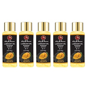 way of pleasure lubricant massage gel water based lubes non-sticky and smooth massage lubricant mango pack of 5