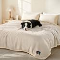 Luciphia Waterproof Pet Blanket, Liquid Pee Proof Dog Blanket for Sofa Bed Couch, Reversible Sherpa Fleece Furniture Protector Cover for Small Medium Large Dogs Cats, Grey Beige X-Large（85" x 57"）