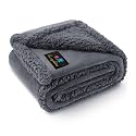 Luciphia Waterproof Pet Blanket, Liquid Pee Proof Dog Blanket for Sofa Bed Couch, Reversible Sherpa Fleece Furniture Protector Cover for Small Medium Large Dogs Cats, Dark Gray Medium（57" x 40"）