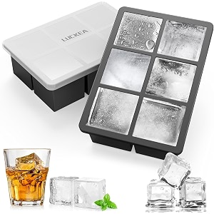 luckea ice cube tray silicone large ice cube tray 6 compartments set xxl ice cube tray with lid bpa free for chilled drinks whisky and cocktails