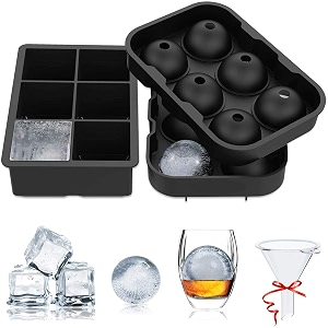luckea ice cube tray silicone large ice ball maker - easy release reusable bpa free ice tray for cocktails whiskey particles juice chocolate mold 6 cubes amp 6 balls
