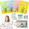 LUCKFUTURE Grooved Handwriting Book Practice, Magic Copybooks for Kids Reusable Handwriting Practice Set, Preschool Calligraphy Workbook with a Storage Bag for Easy Use