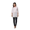 Lucknowi Chikan Embroidered Short Casual White Kurti