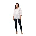 Lucknowi Chikan Embroidered Short Casual White Kurti
