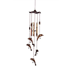 lucky dolphin wind chimes for home decorpositivityliving roombedroombalconyoutsidegardenwall hanging sound bellsgiftdream catchervastufeng shui with antique metalic gold color pack of 1