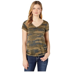 Lucky Brand Womens Camo Burnout Tee Shirt