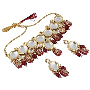 lucky jewellery back meenakari 18k gold plated earring combo jewellery set uncut big faux kundan dibbi choker necklace set for girl39s amp women