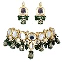 LUCKY JEWELLERY Back Meenakari 18k Gold Plated Earring Combo Jewellery Set Uncut Big Faux Kundan Dibbi Choker Necklace Set for Girl's & Women