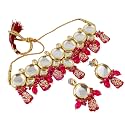 Lucky Jewellery 18K Gold-Plated Back Meenakari Kundan Choker Necklace with Earrings | Elegant Magenta Color Necklace Jewelry Set for Women &amp; Girls (1565-J5SK-1630-R)