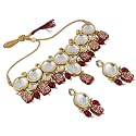 LUCKY JEWELLERY Back Meenakari 18k Gold Plated Earring Combo Jewellery Set Uncut Big Faux Kundan Dibbi Choker Necklace Set for Girl's &amp; Women