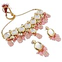 Lucky Jewellery 18K Gold-Plated Back Meenakari Kundan Choker Necklace with Earrings | Elegant Pink Color Necklace Jewelry Set for Women &amp; Girls (1565-J5SK-1630-PK)
