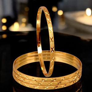Lucky Jewellery Brass Gold-plated Bangle Set Pack