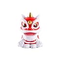 Lucky Red Chinese Lion Moving Head Solar Bobblehead Figures, Fortune Lion for Car Dashboard, Home Decor, Ornaments