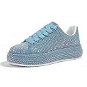 LUCKY STEP Rhinestone Platform Sneakers for Women