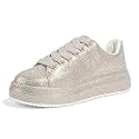 LUCKY STEP Rhinestone Platform Sneakers for Women