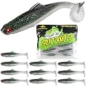 LUCKYFISHING Paddle Tail Swimbaits Soft Plastic Swimbaits Soft Baits for Bass Fishing Trout Crappie Walleye Freshwater Saltwater 10/16/20 PCS Soft Plastic Baits 4/3.5/3/2.5 Inch