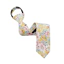 Luckyvestir Boys Zipper Floral Tie for Kids 14" Pre-Tied Cotton Tie Linen Adjustable Necktie for Wedding Graduation Daily