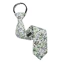 Luckyvestir Boys Zipper Floral Tie for Kids 14" Pre-Tied Cotton Tie Linen Adjustable Necktie for Wedding Graduation Daily