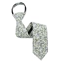 Luckyvestir Boys Zipper Floral Tie for Kids 14" Pre-Tied Cotton Tie Linen Adjustable Necktie for Wedding Graduation Daily