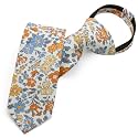 Luckyvestir Boys Zipper Floral Tie for Kids 14" Pre-Tied Cotton Tie Linen Adjustable Necktie for Wedding Graduation Daily
