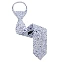 Luckyvestir Boys Zipper Floral Tie for Kids 14" Pre-Tied Cotton Tie Linen Adjustable Necktie for Wedding Graduation Daily