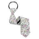Luckyvestir Boys Zipper Floral Tie for Kids 14" Pre-Tied Cotton Tie Linen Adjustable Necktie for Wedding Graduation Daily