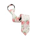 Luckyvestir Boys Zipper Floral Tie for Kids 14" Pre-Tied Cotton Tie Linen Adjustable Necktie for Wedding Graduation Daily