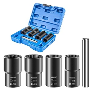 luckyway 5-piece twist socket set lug nut remover extractor tool metric bolt and lug nut extractor socket tools chrome molybdenum steel