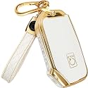 Lucrum Key Fob Cover for Kia, TPU KeyFob Case &amp; Leather Keychain