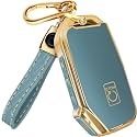 Lucrum Key Fob Cover for Kia, TPU KeyFob Case &amp; Leather Keychain
