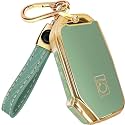 Lucrum Key Fob Cover for Kia, TPU KeyFob Case & Leather Keychain