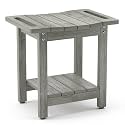 LUE BONA HDPS Shower Benches for Inside Shower, Gray Shower Stool for Shaving Legs with Shelf, Waterproof Shower Chair Seat for Spa Bathroom, Weather Resistant/Non-Slip/Handles/Indoor or Outdoor Use