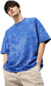 LUFIT Solid Washed Men Round Neck Blue