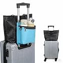 Luggage Travel Cup Holder with Luggage Straps (20oz/24oz/ Diameter Less Than 3.15") Free Hand Drink Caddy Beverage Holder Travel Accessories Gift Fits Roll on Suitcase Handles (Blue)
