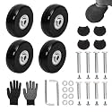 Luggage Replacement Wheels 1.57"x0.67"(40x17mm), Set 4Pcs Rubber Swivel Caster Wheels with 4Pcs Wheels Cover Socks, 1.18"&amp; 1.38"(30mm &amp;35mm) Axles and Repair Kit for Luggage Bags Trolley Case