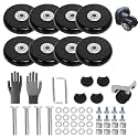 Luggage Replacement Wheels Set 8Pcs 1.97"x0.55"(50x14mm) Rubber Swivel Caster Wheels with 4Pcs Wheels Cover Socks 1.97" (50mm) Axles and Repair Kit for Luggage Bags Trolley Case