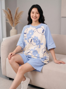 Lugo Women Printed Blue Top Shorts