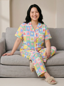 Lugo Women Printed Multicolor Night Suit Set