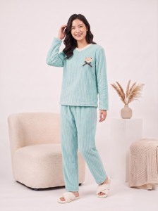 Lugo Women Self Design Blue Night Suit