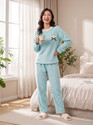 Lugo Women Self Design Blue Night Suit