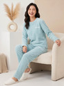Lugo Women Self Design Blue Night Suit