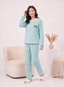 Lugo Women Self Design Blue Night Suit