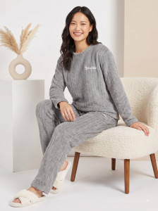 Lugo Women Self Design Grey Night Suit