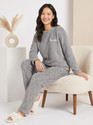 Lugo Women Self Design Grey Night Suit